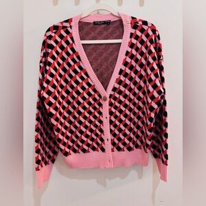 geometric print cardigan